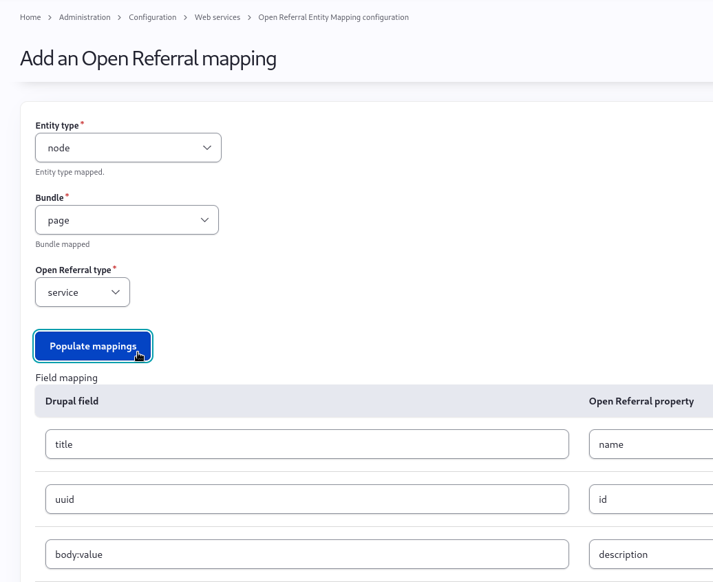 Add open referral mapping